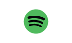 Green Spotify logo with black curved lines inside a circle