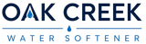 Oak Creek Water Softener Logo with Blue Water Droplet Lettermark, Minimal Line Graphic, and Company Name in Oak Creek, WI