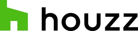 Houzz logo with green house icon and black text