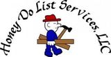 Honey Do List Services, LLC logo with a cartoon handyman carrying wood and holding a hammer