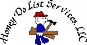 Honey Do List Services, LLC logo with a cartoon handyman carrying wood and holding a hammer
