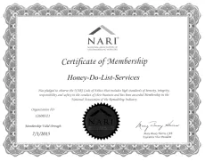 NARI Certificate of Membership with ornate border and signature seals