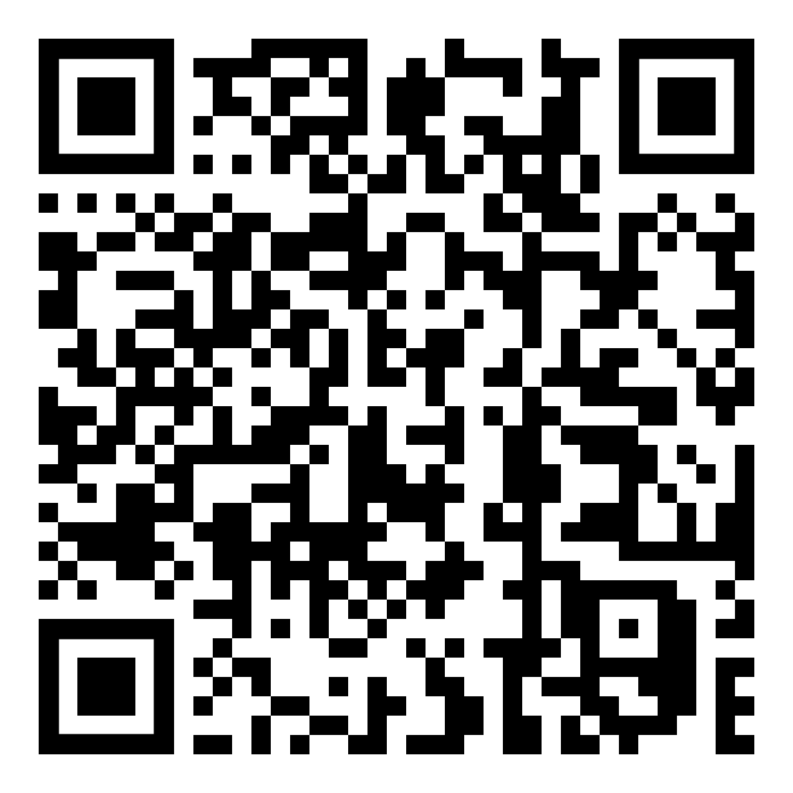 Black-and-white QR code on a white background
