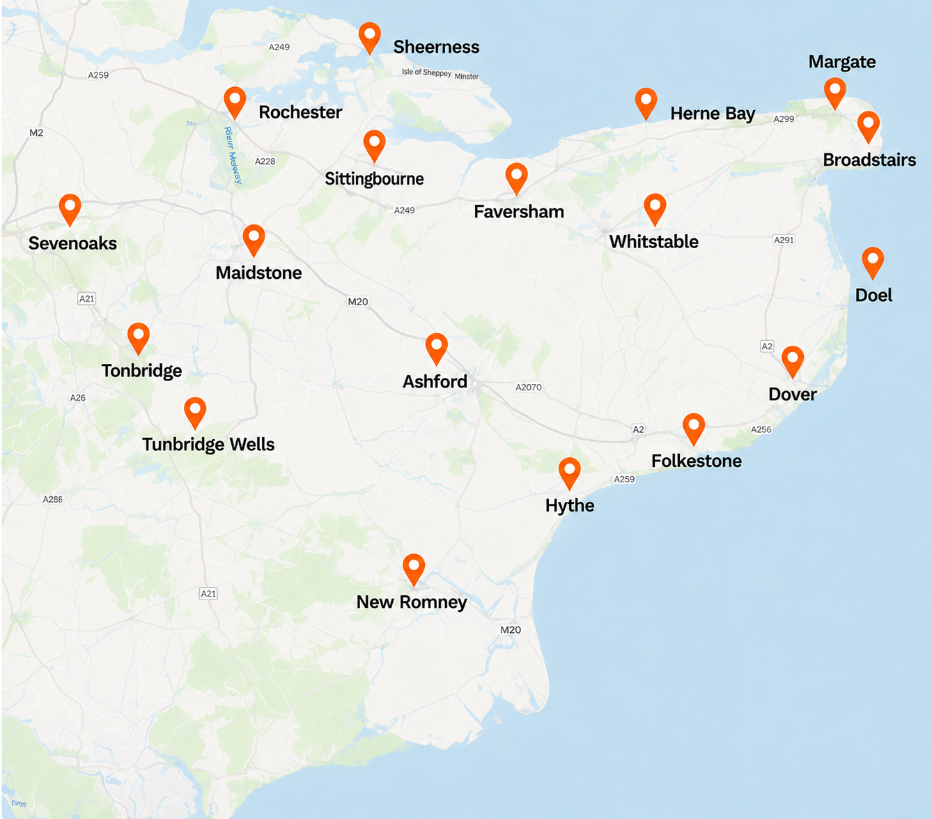 Areas We Cover Across Kent
