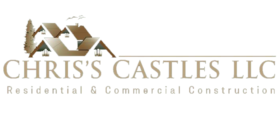 Logo for Chris's Castles LLC, featuring house silhouettes and the company name. Text: Residential & Commercial Construction.