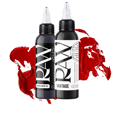 Two bottles of ink are sitting next to each other on a white background.