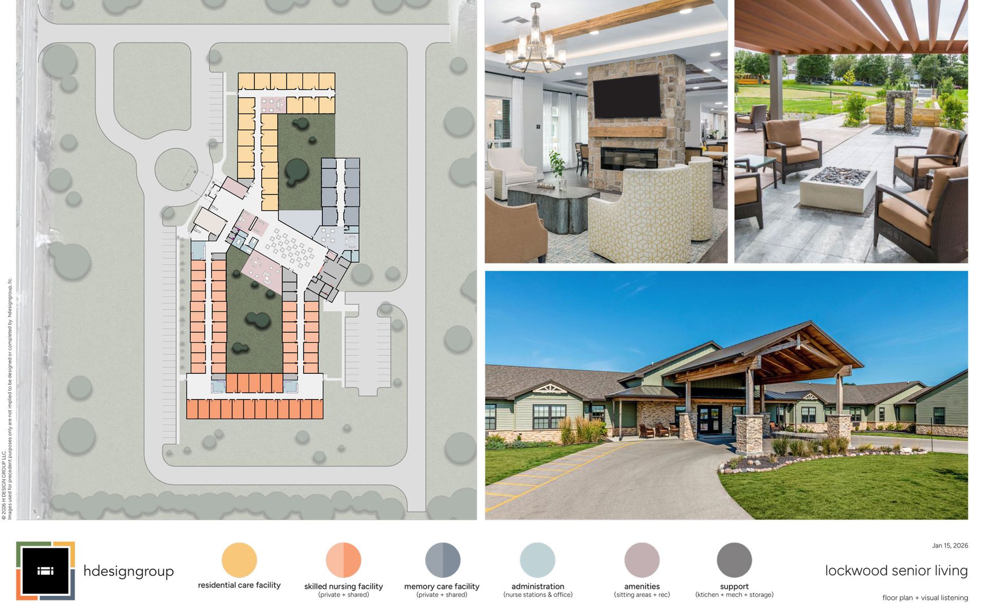Layout and common areas for the proposed new facility.