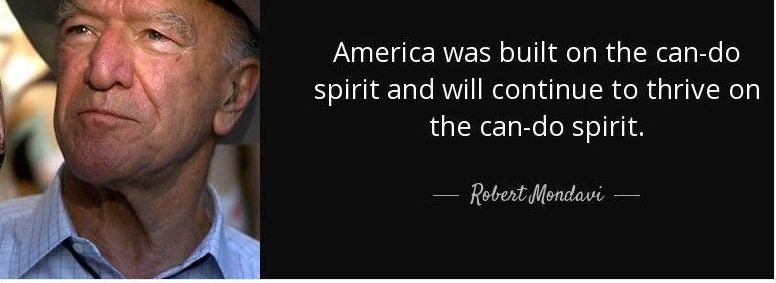 A portrait of Robert Mondavi next to his quote: