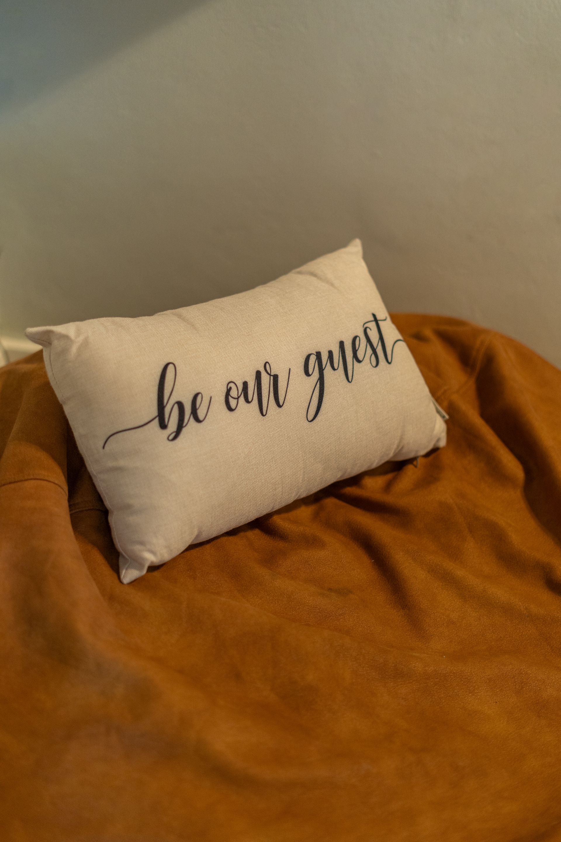 Beige pillow with 