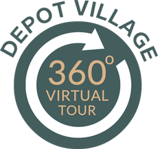 Depot Village logo with a circular arrow, 