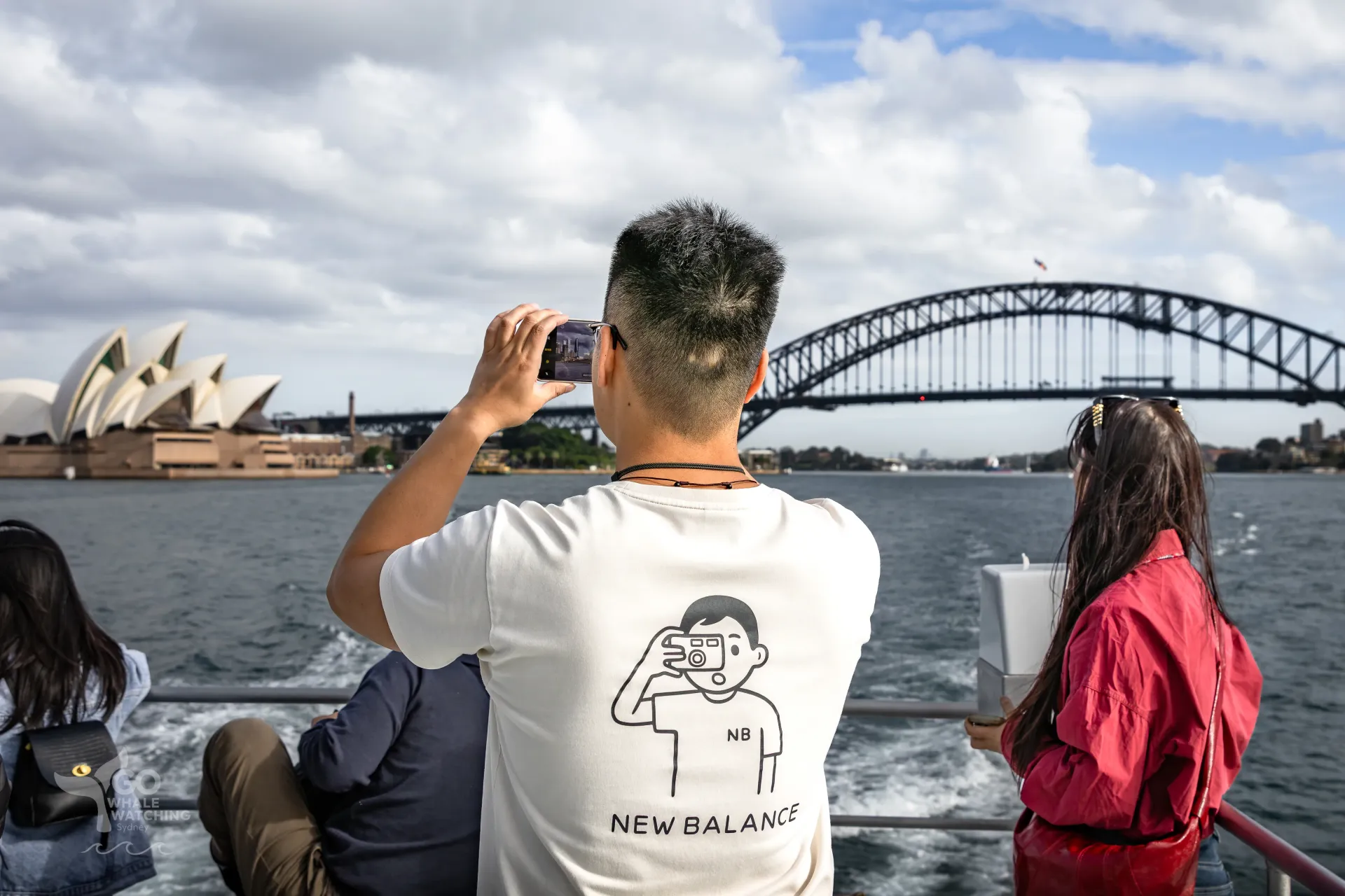 whale watching cruise in Sydney under the Sydney Harbour bridge