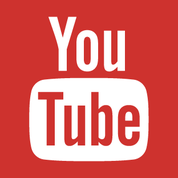 A red and white youtube logo on a red background
