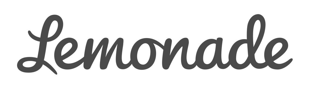 The word lemonade is written in black and white on a white background.