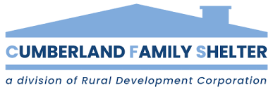 Logo for Cumberland Family Shelter, a division of Rural Development Corporation. Features house graphic.