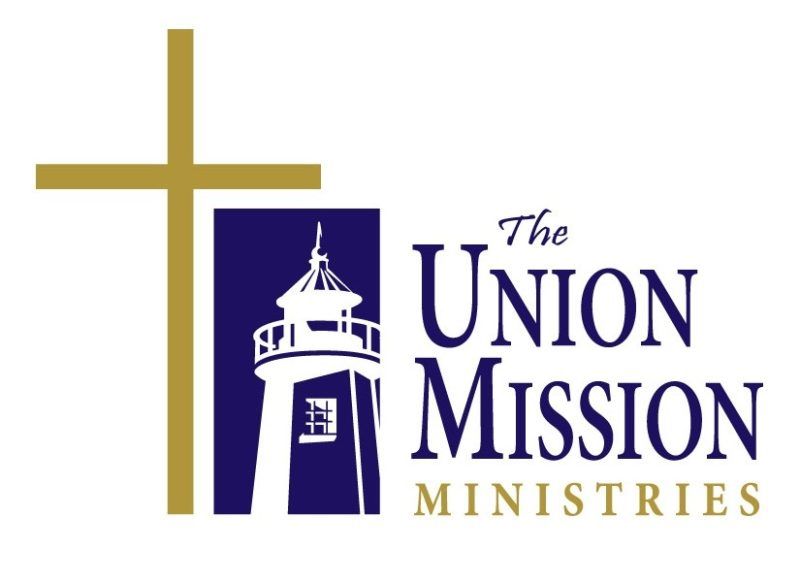Gold cross and lighthouse in blue box next to text
