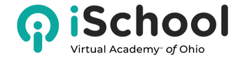 The school virtual academy of ohio logo is blue and black.