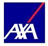 AXA-logo op een donkerblauwe achtergrond met een diagonale rode lijn.