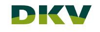 Het DKV-logo in groen. De letters zijn gedeeltelijk in een lichtere groene tint gearceerd.