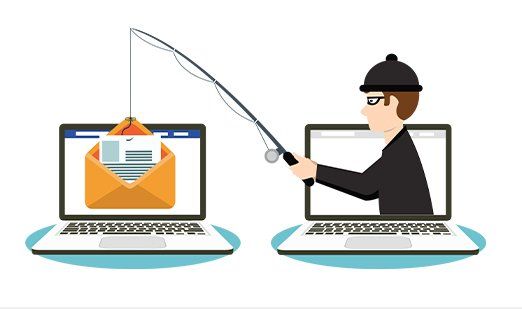a man is fishing an email out of a laptop screen .