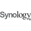 the synology logo is on a white background .