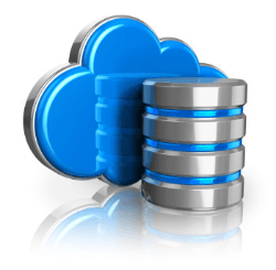 a 3d rendering of a cloud and a database