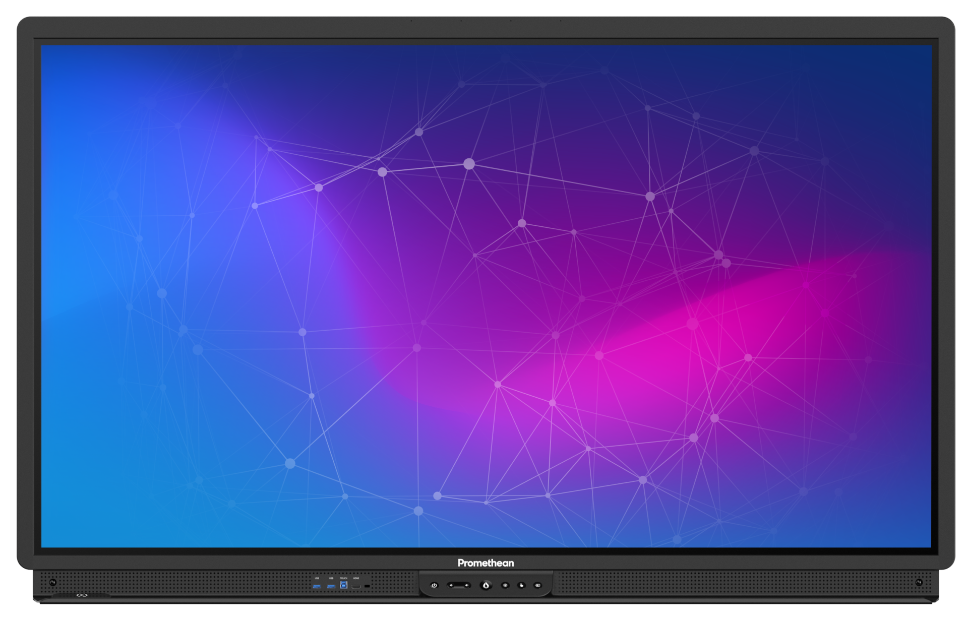 a computer monitor with a purple and blue background .