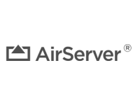 the airserver logo is a gray and white logo on a white background .