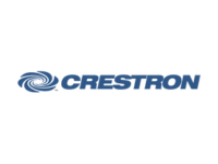the crestron logo is on a white background .