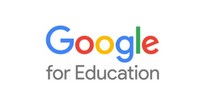 the google for education logo is on a white background .