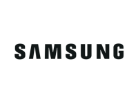 the samsung logo is black and white on a white background .