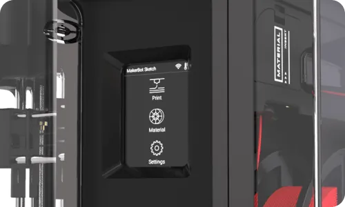 a close up of a black box with a touchscreen on it .