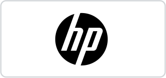 a black and white hp logo on a white background