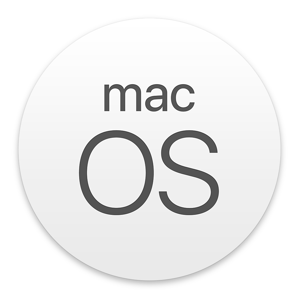 a white circle with the word mac os on it