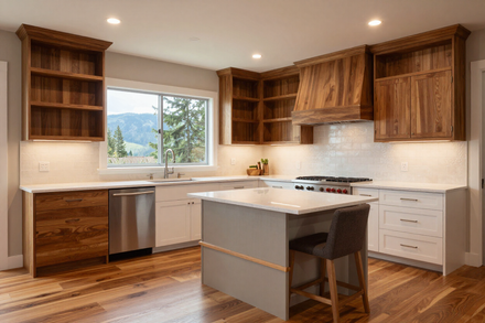 Modern kitchen with wood cabinets Modern kitchen with wood cabinets