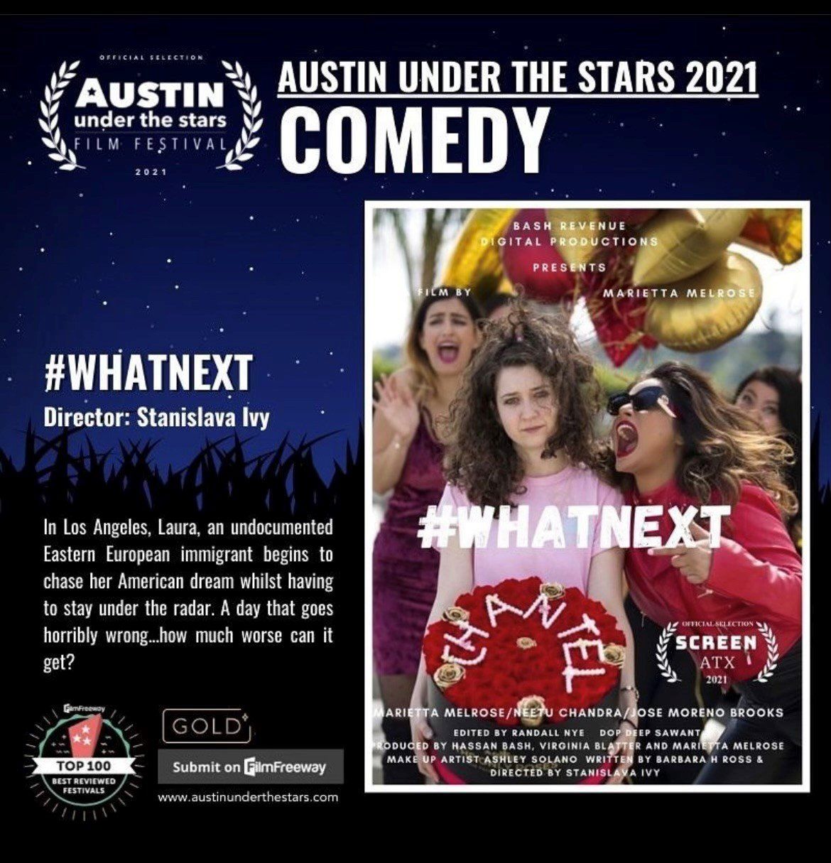 Barbara Ross attended  Austin under the stars 2021 comedy and won the best writer award.