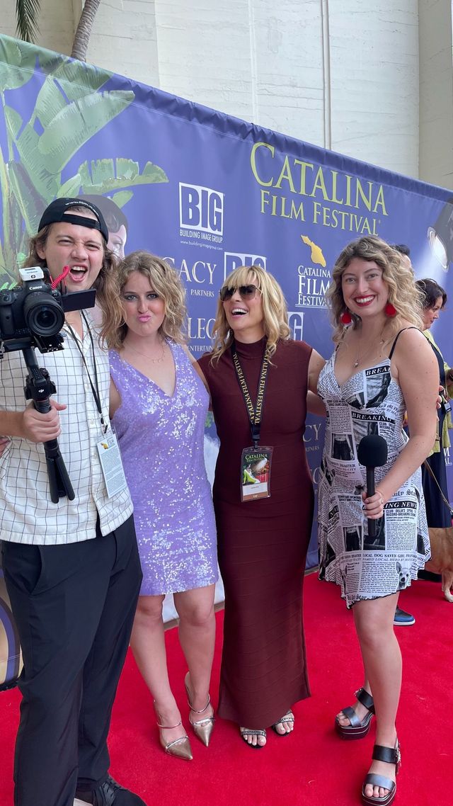 NBC camera crew interviewing Barbara J. Ross on the red carpet