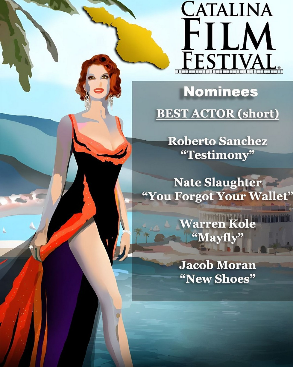 A poster for the catalina film festival shows Barbara Ross in a red dress