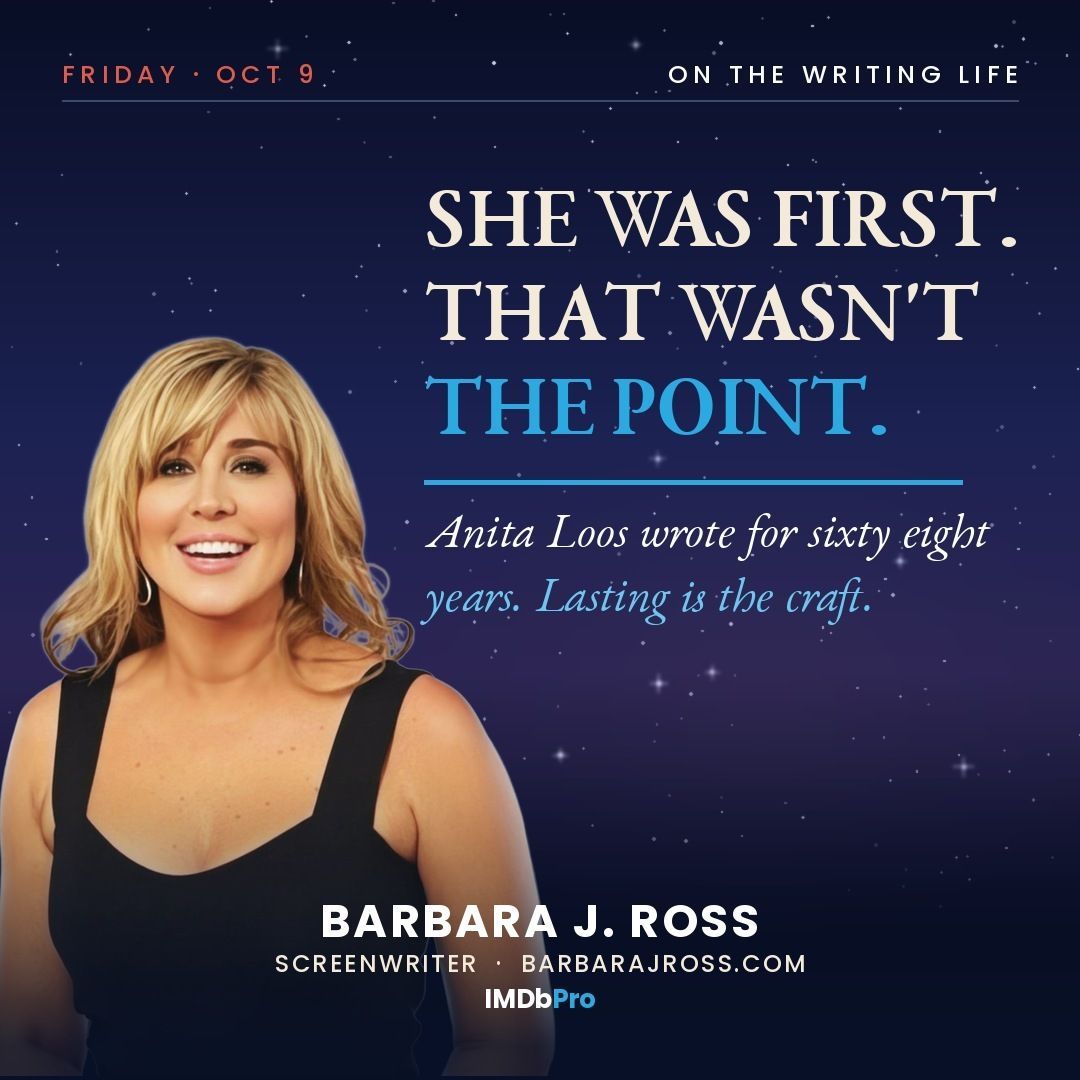 Social card for the post, screenwriter Barbara J. Ross beside the headline She Was First. That Wasn'