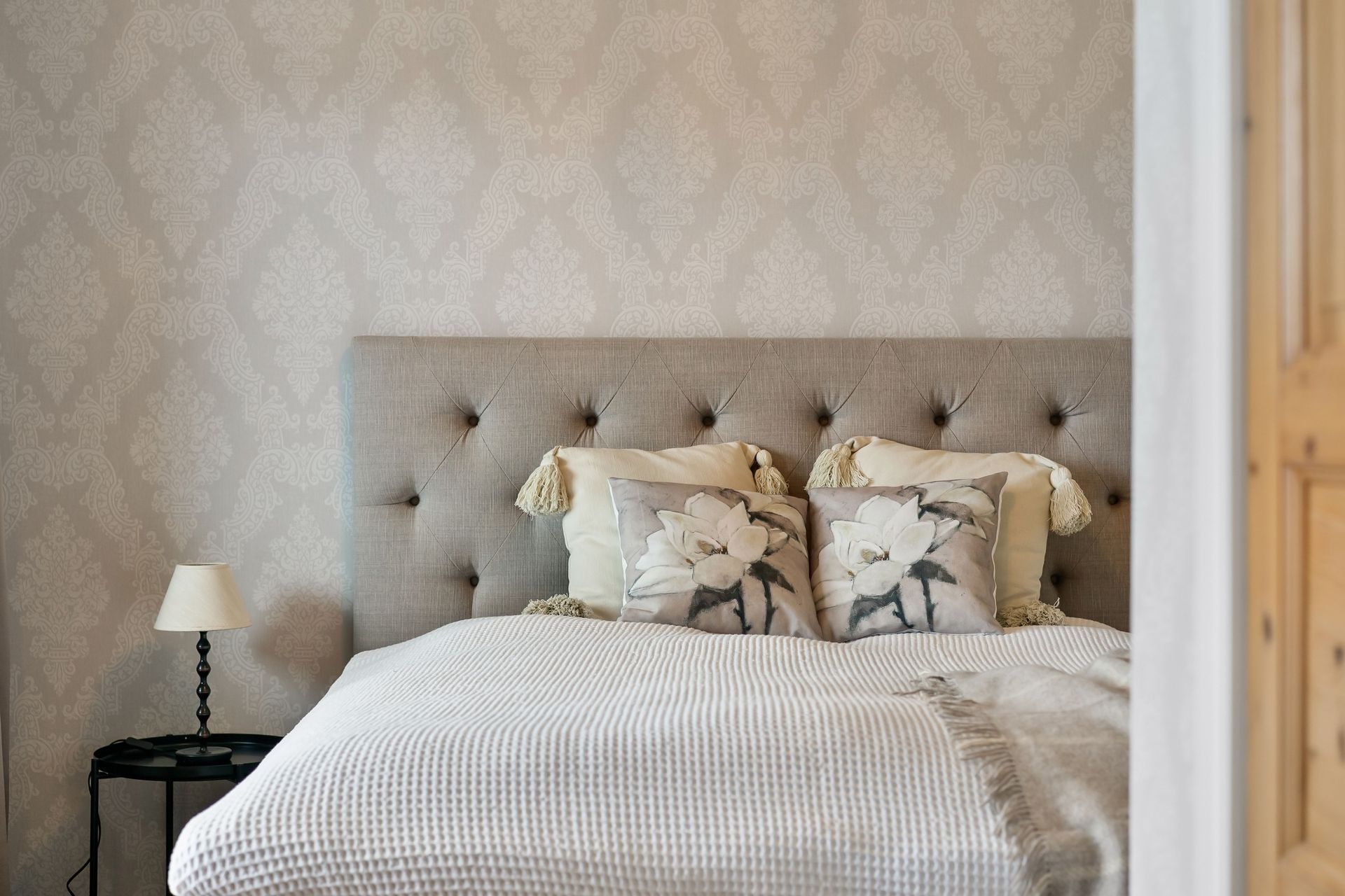 Bedroom With Chic Wallpaper