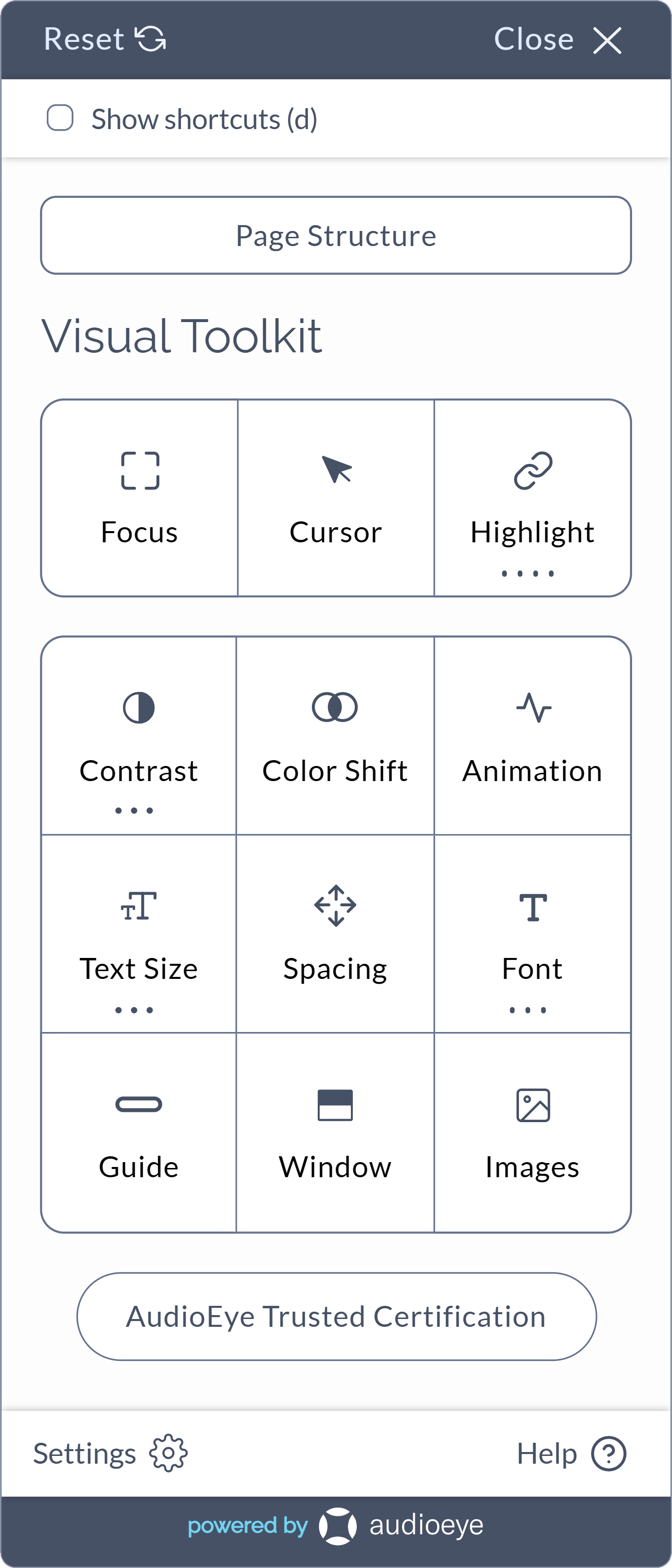 AudioEye On-Site Widget for Accessibility Options