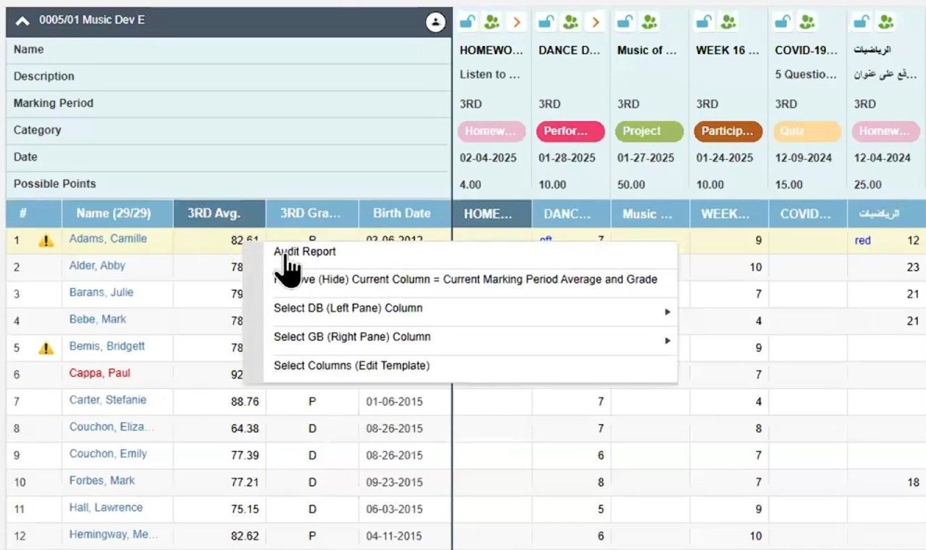 TeacherPlus Gradebook Audit Report Option
