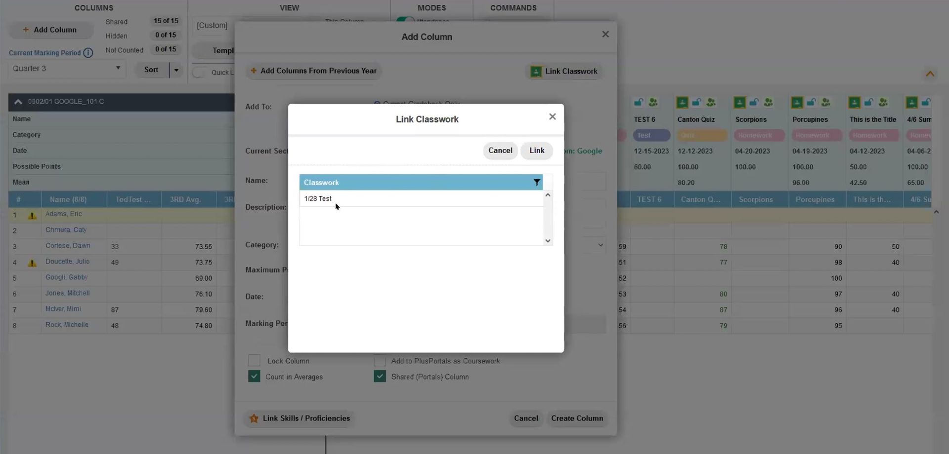 TeacherPlus Gradebook Link to Google Classroom
