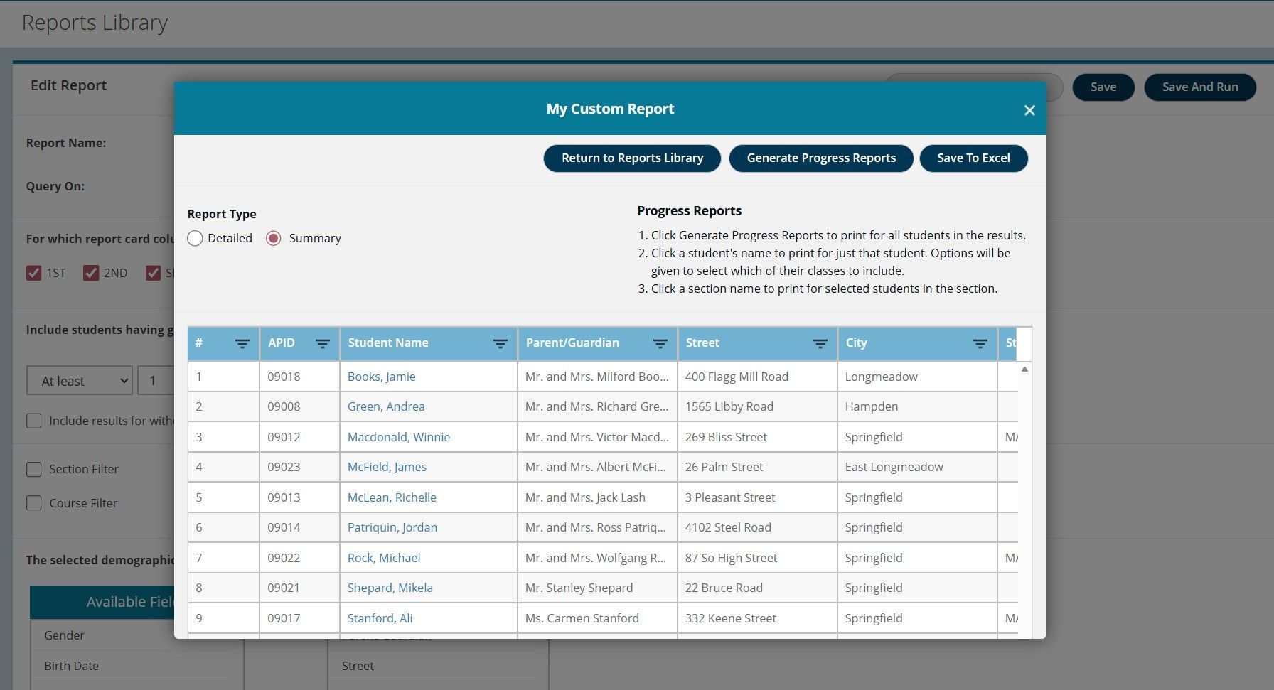 TeacherPlus Gradebook Custom Report Output