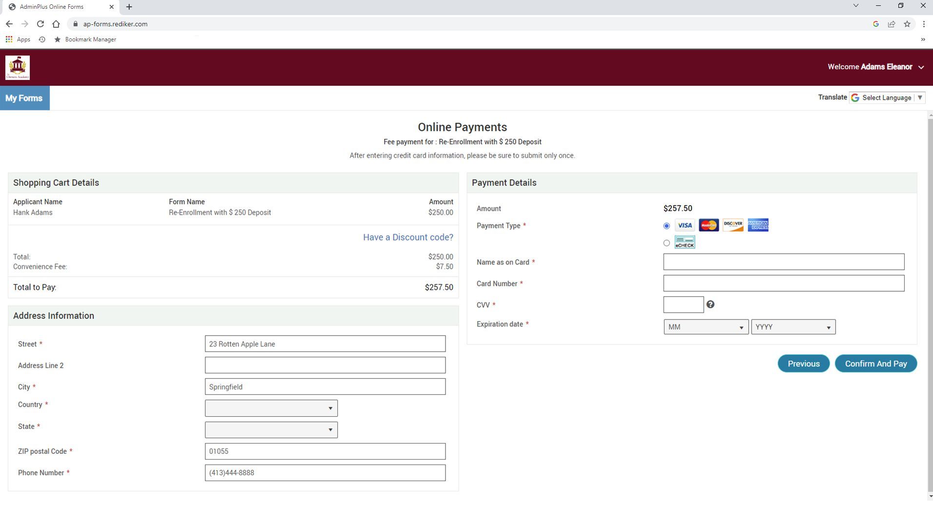 Online Payments - AdminPlus Online Forms