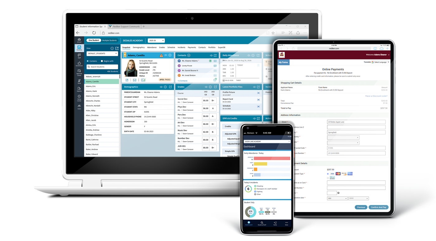 Device Montage Featuring AdminPlus, AdminPlus Online Forms, and AdminPlus Mobile App