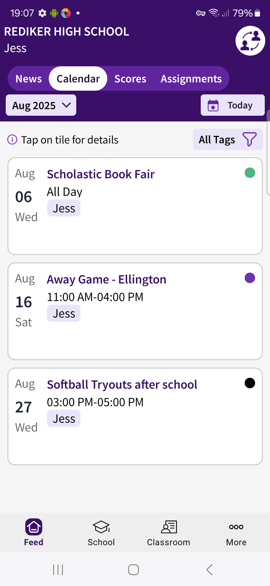 PlusPortals Mobile App: Calendar