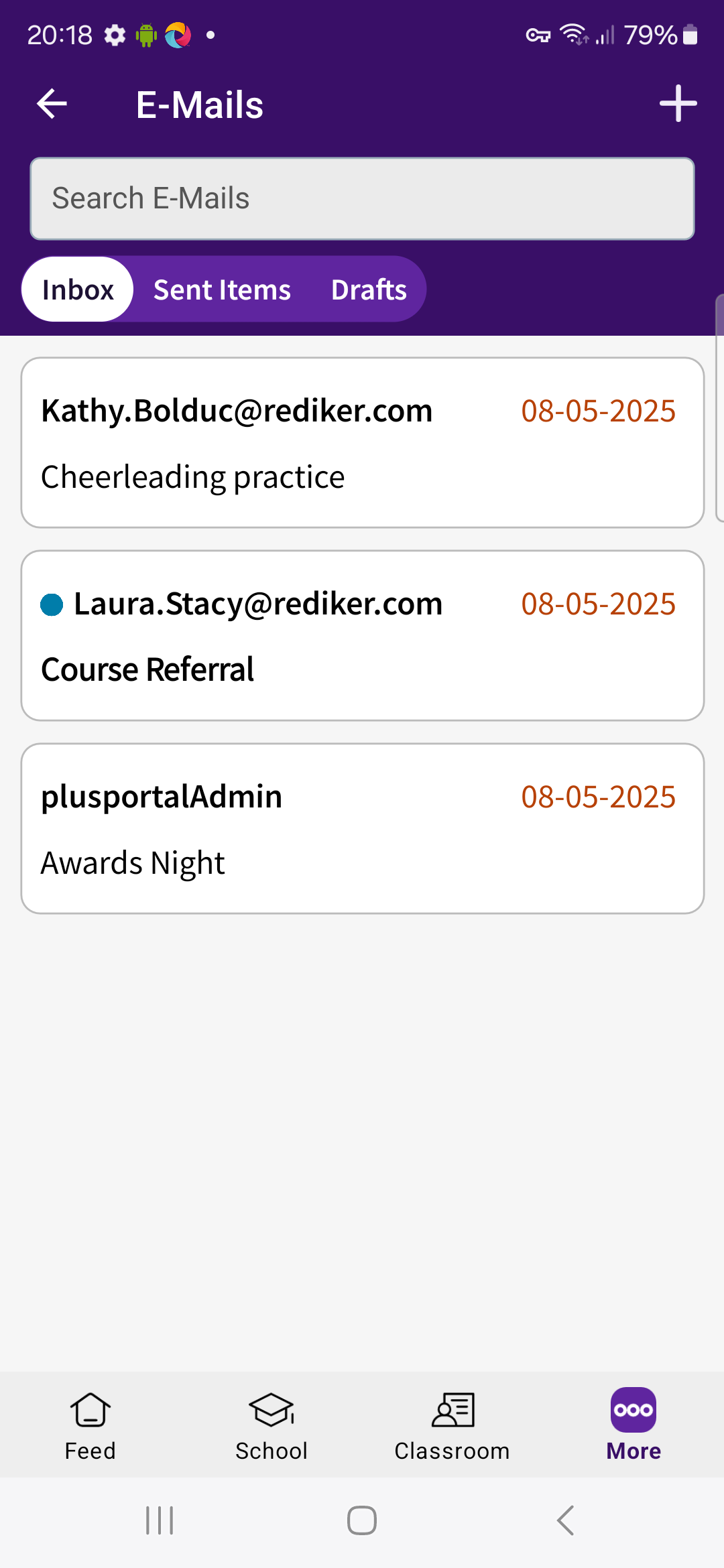 PlusPortals Mobile App: Email Inbox