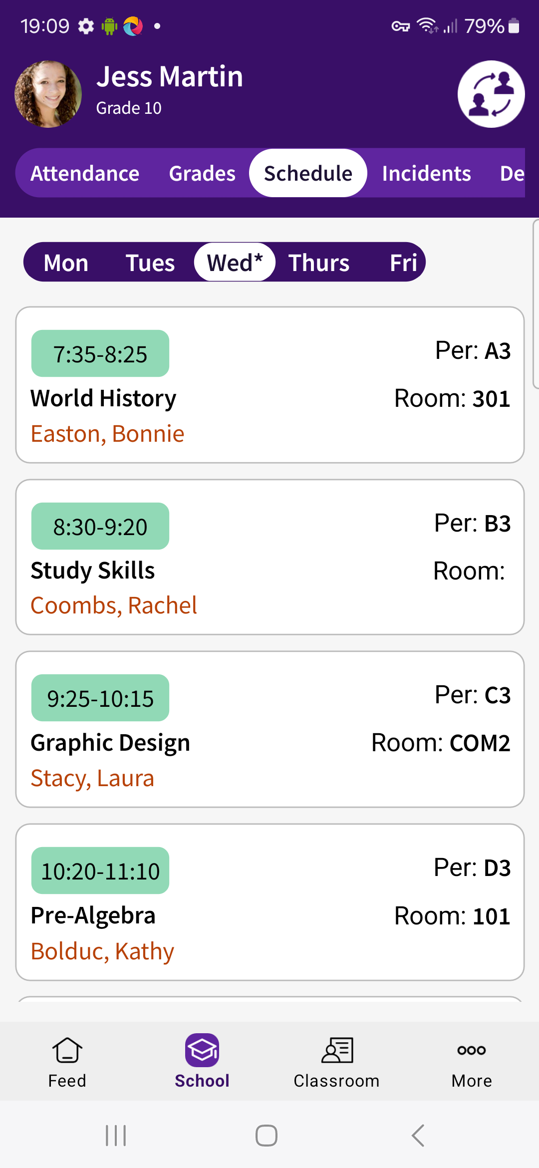 PlusPortals Mobile App: Schedule