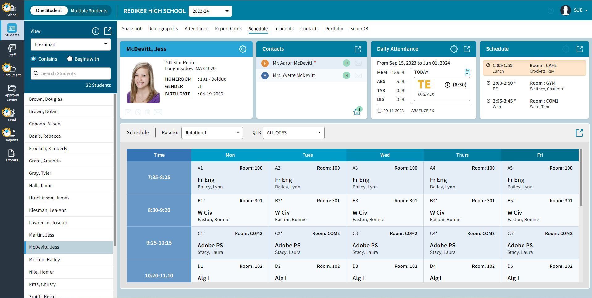Calendar View of Daily Attendance in AdminPlus