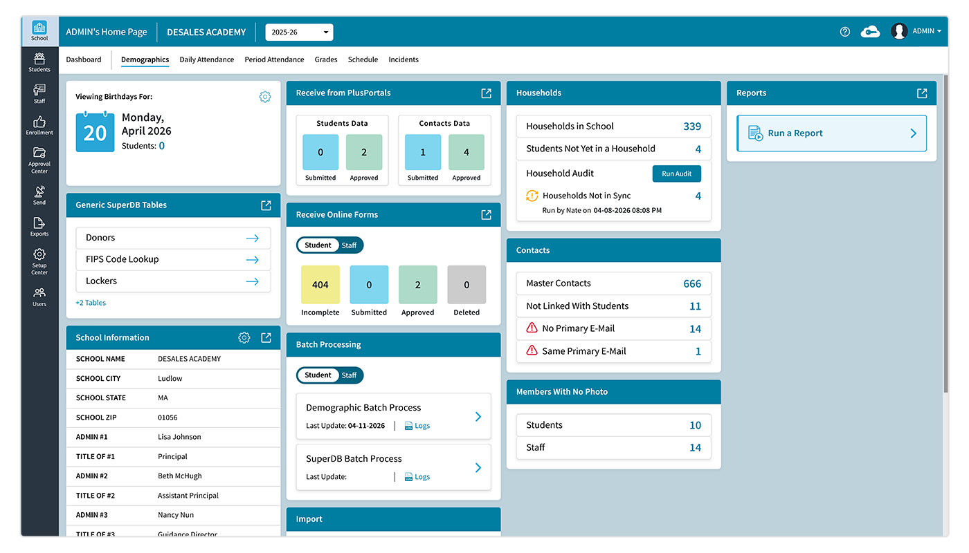 AdminPlus - School Demographics Dashboard
